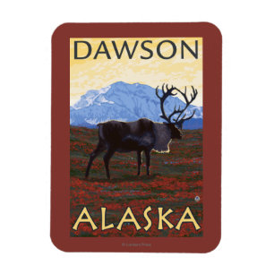 Karibu-Szene - Dawson, Alaska Magnet