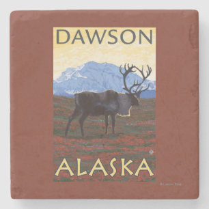 Karibu-Szene - Dawson, Alaska Steinuntersetzer
