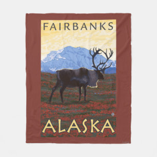 Karibu-Szene - Fairbanks, Alaska Fleecedecke