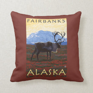 Karibu-Szene - Fairbanks, Alaska Kissen