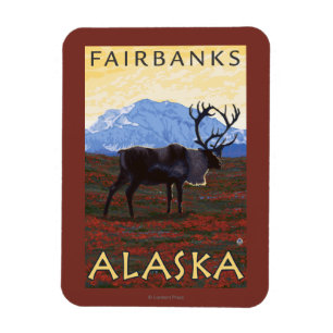 Karibu-Szene - Fairbanks, Alaska Magnet