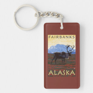 Karibu-Szene - Fairbanks, Alaska Schlüsselanhänger
