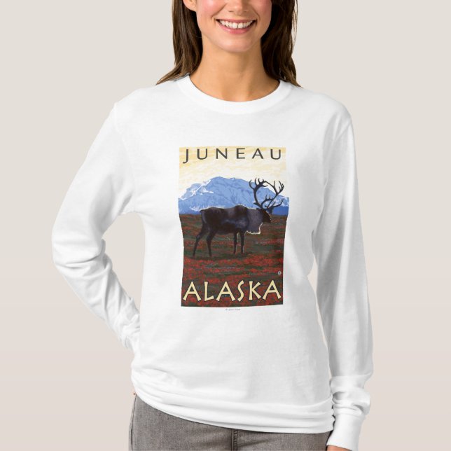Karibu-Szene - Juneau, Alaska T-Shirt (Vorderseite)