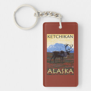 Karibu-Szene - Ketchikan, Alaska Schlüsselanhänger