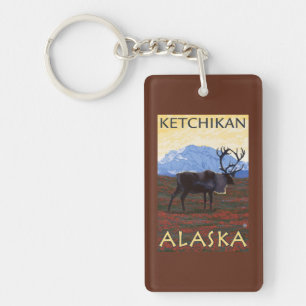 Karibu-Szene - Ketchikan, Alaska Schlüsselanhänger