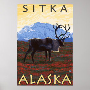 Karibu-Szene - Sitka, Alaska Poster