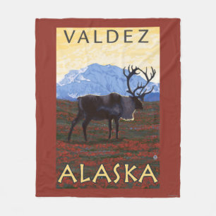 Karibu-Szene - Valdez, Alaska Fleecedecke
