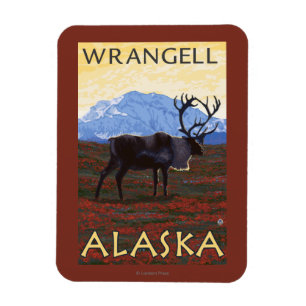 Karibu-Szene - Wrangell, Alaska Magnet