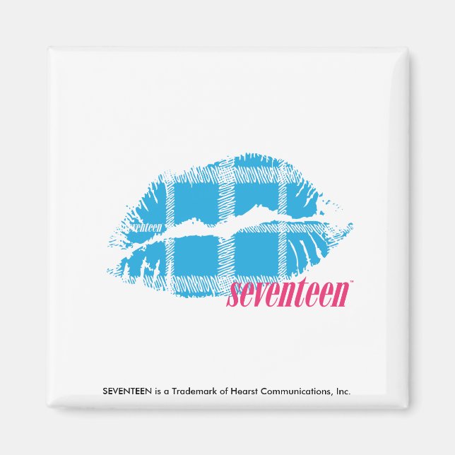 Kariert Aqua Magnet (Vorne)