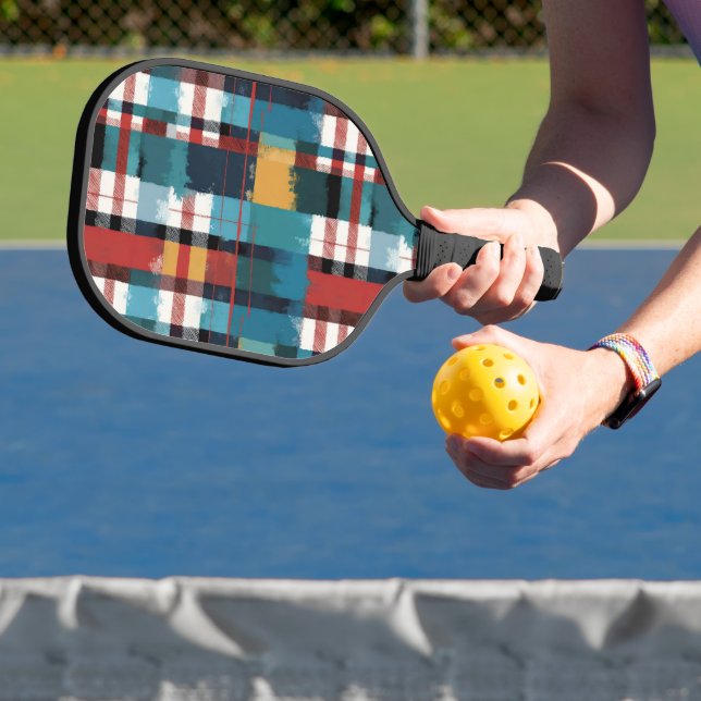 Kariert Aquamarin Pickleball Schläger (InSitu)