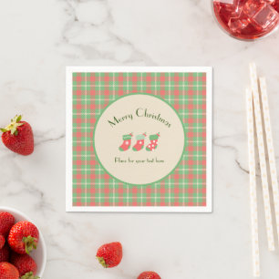 Kariert auf Weihnachten grüner Basis Serviette