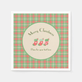 Kariert auf Weihnachten grüner Basis Serviette