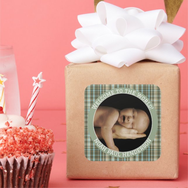 Kariert Baby Boy Foto Stickers (Party)