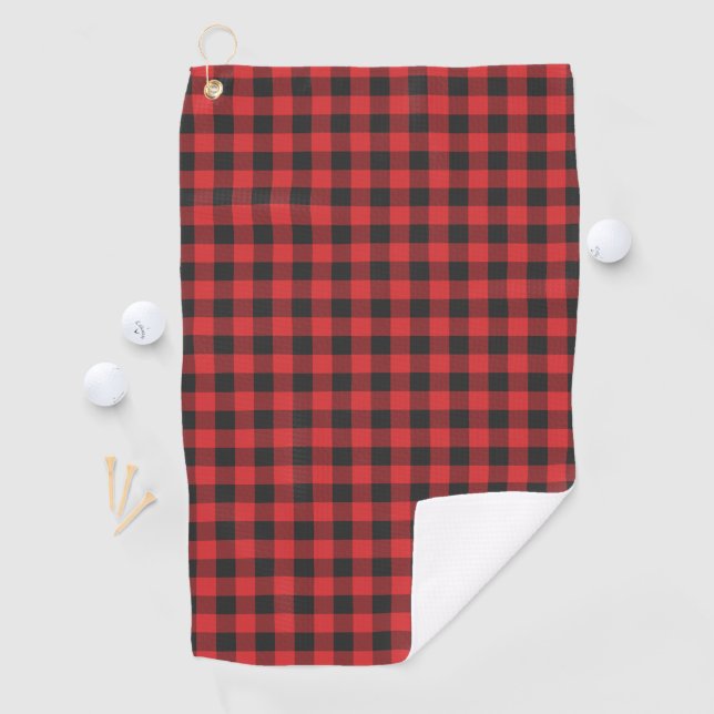 Kariert Black Red Karo Buffalo Golfhandtuch (Insitu)