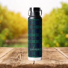 Kariert Black Watch Blue Black Pattern Tartan Trinkflasche