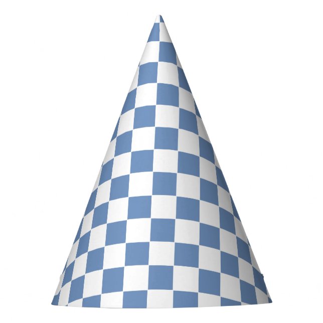 Kariert Blau/Grau und Weiß Partyhütchen (Vorderseite)