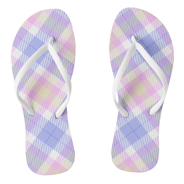 Kariert Blau-Rosa-Gelb Flip Flops (Fußbett)