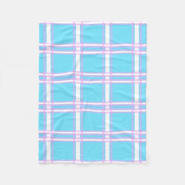 Kariert Blau und Rosa Fleecedecke (Vorderseite)