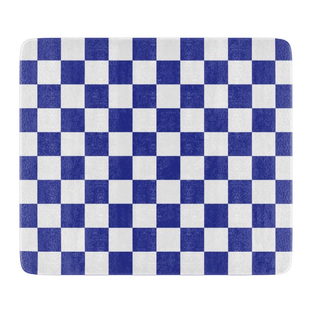 Kariert Blau und Weiß  Schneidebrett (Vorderseite)