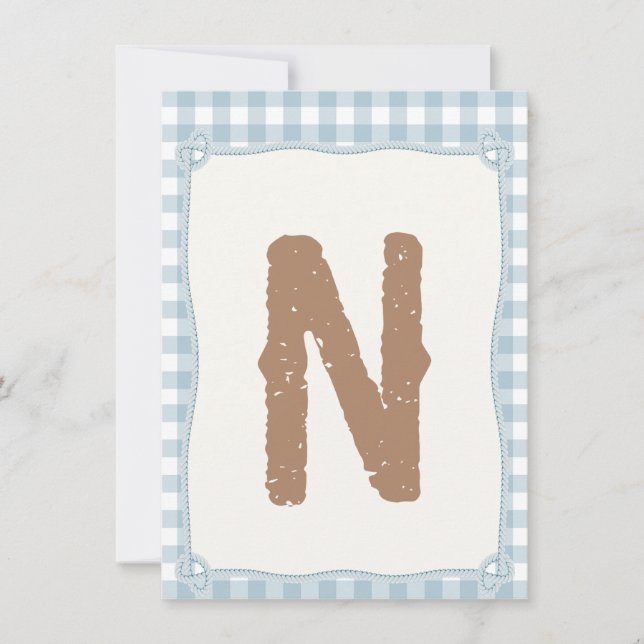 Kariert Blue First Rodeo Hochstuhl Flag N Einladung (Vorderseite)