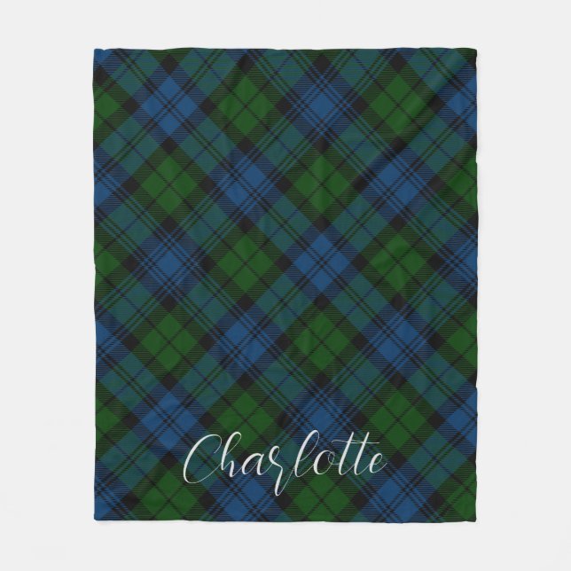 Kariert Blue Green Karo Campbell Military Tartan Fleecedecke (Vorderseite)
