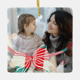 Kariert Bow Yeepake Fotos Weihnachten Keramikornament