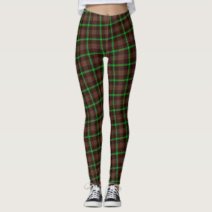Kariert-Braungrün-Minimalmuster Leggings