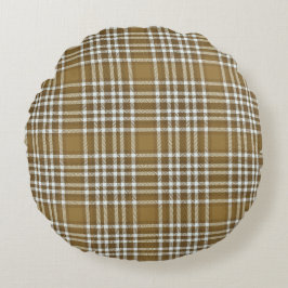 Kariert Brown Modern Round Throw Kissen