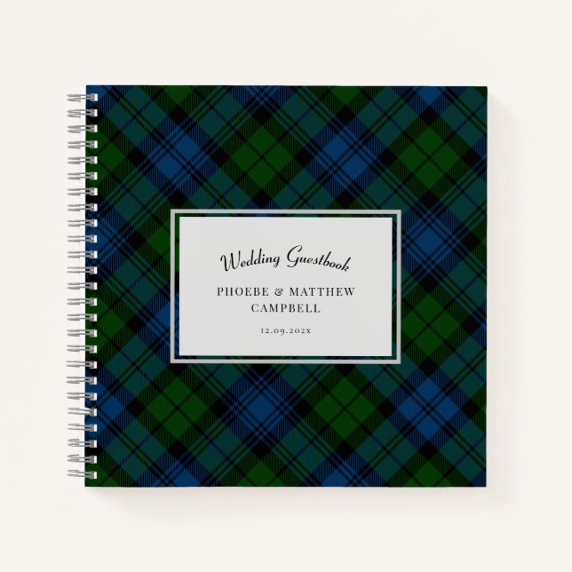 Kariert Campbell Military Tartan Wedding Gästebuch Notizbuch (Vorderseite)