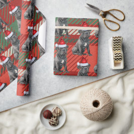 Kariert Cane Corso Santa Dog Weihnachten Geschenkpapier