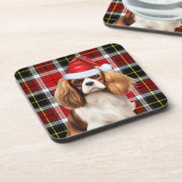 Kariert Cavalier King Charles Spaniel Santa Dog Getränkeuntersetzer