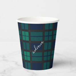 Kariert Clan Black Watch Blue Black Tartan Pappbecher