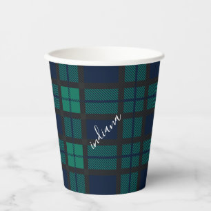 Kariert Clan Black Watch Blue Black Tartan Pappbecher