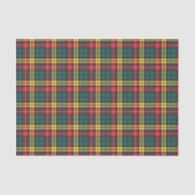 Kariert Clan Buchanan Yellow Green Karo Tartan Seidenpapier (Vorderseite)