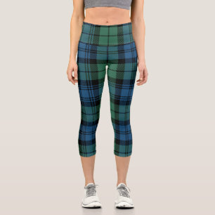 Kariert Clan Campbell Green Blue Tartan Capri Leggings