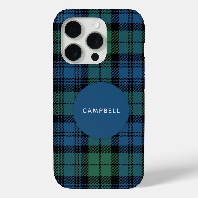 Kariert Clan Campbell Green Blue Tartan Custom Case-Mate iPhone Hülle (Rückseite)