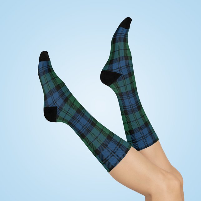 Kariert Clan Campbell Green Rustic Tartan Socken (Plaid Campbell Tartan Blue Green Check Socks)