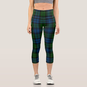 Kariert Clan Campbell Military Green Black Tartan Capri Leggings