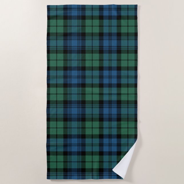 Kariert Clan Campbell Tartan Blue Black Green Karo Strandtuch (Vorderseite)
