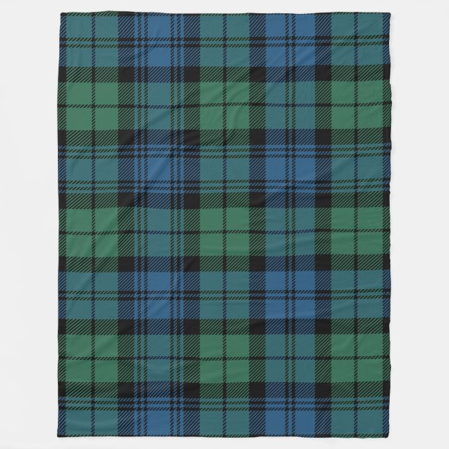 Kariert Clan Campbell Tartan Green Blue Black Karo Fleecedecke (Vorderseite)