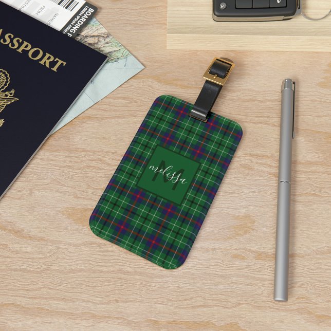 Kariert Clan Duncan Tartan Personalisiert Monogram Gepäckanhänger (Plaid Monogram Clan Duncan Tartan Luggage Tag)
