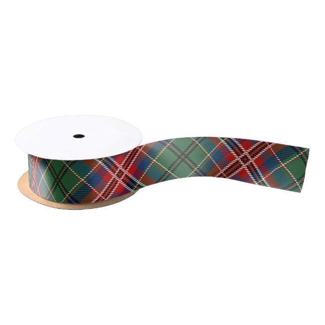 Kariert Clan MacCulloch Rustic Green Red Tartan Satinband (Spule)