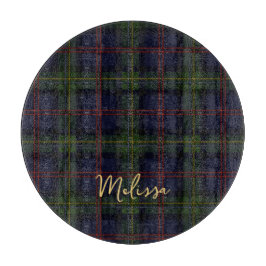 Kariert Clan Malcolm Green Lila Script Tartan Schneidebrett