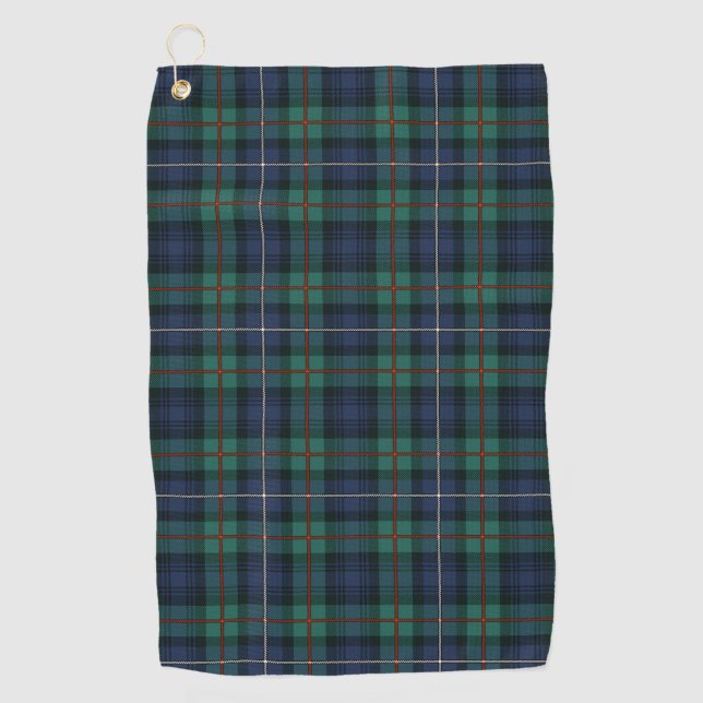 Kariert Clan Robertson Tartan Green Lila Karo Golfhandtuch (Vorderseite)
