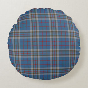 Kariert Clan Thompson Gray Blue Karo Tartan Rundes Kissen