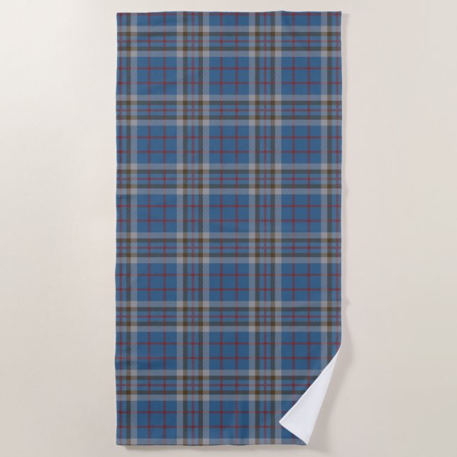 Kariert Clan Thompson Gray Blue Karo Tartan Strandtuch (Vorderseite)