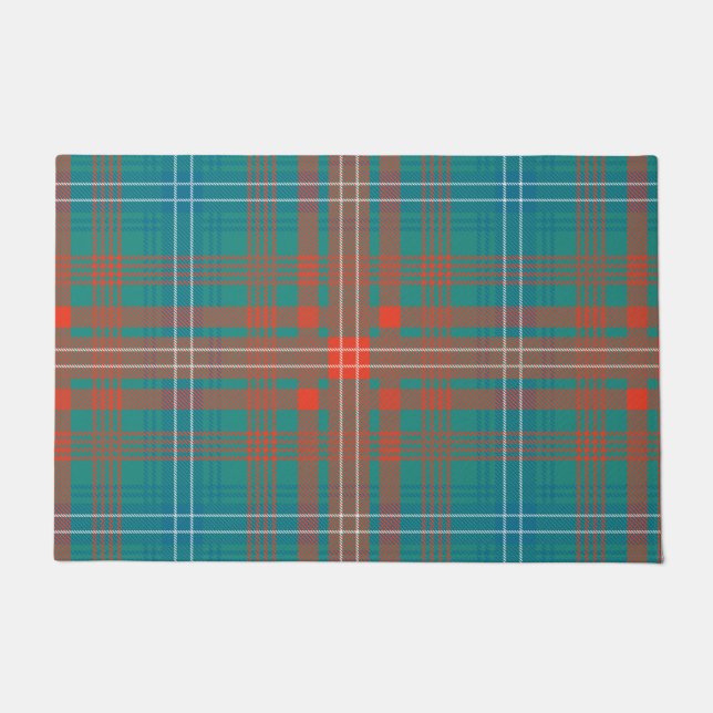 Kariert Clan Wilson Orange Türkis Karo Tartan Fußmatte (Vorderseite)