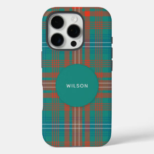 Kariert Clan Wilson Turquoise Rustic Tartan iPhone 16 Pro Hülle