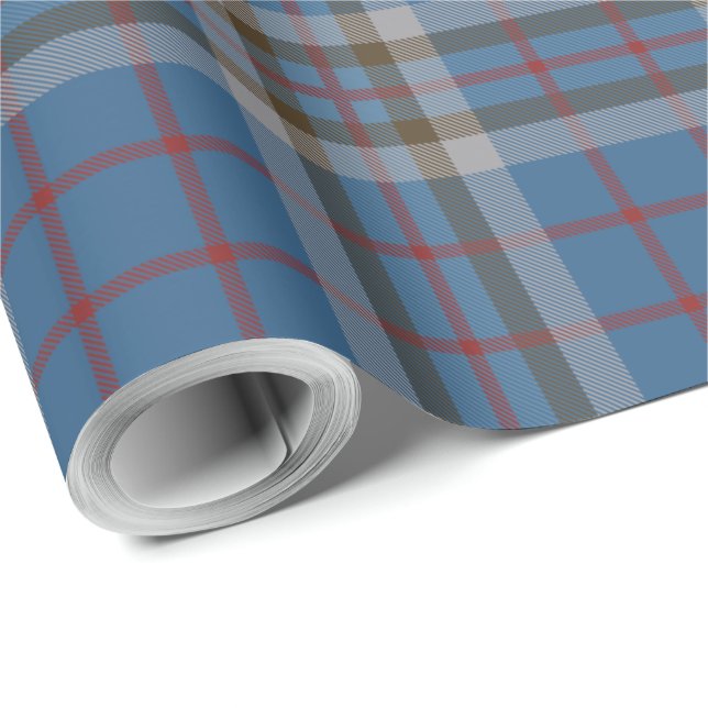 Kariert Classic Clan Thompson Blue Gray Tartan Geschenkpapier (Rolleneckpunkt)