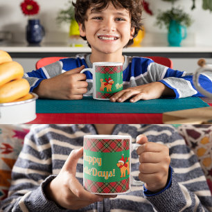 Kariert Doodle Golden Yellow Dog Personalisiert Kaffeetasse